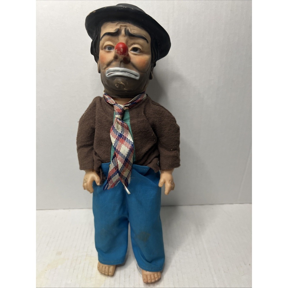 Vintage 1950s Emmett Kelly Willie the Clown Hobo Doll Baby Barry Toy Co. NYC 13"